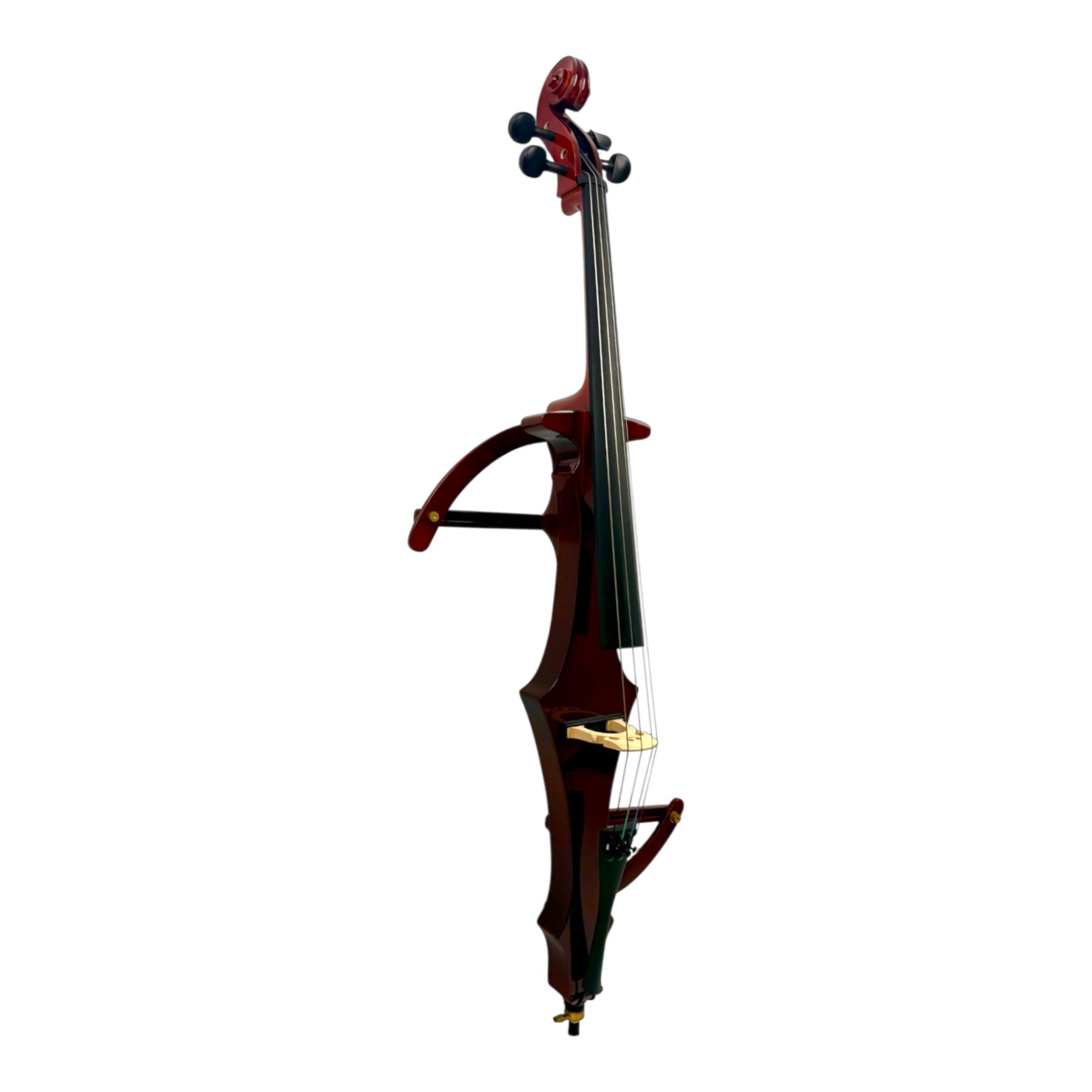 Symphony EC02R Foldable Hand-Carved Solid Catalpa Electric Cello Outfit in Woodgrain Red