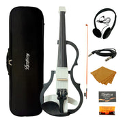 Symphony EVHL01WH Headless Catalpa ABS Electric Violin Outfit in White Gloss w/ Built-In EQ