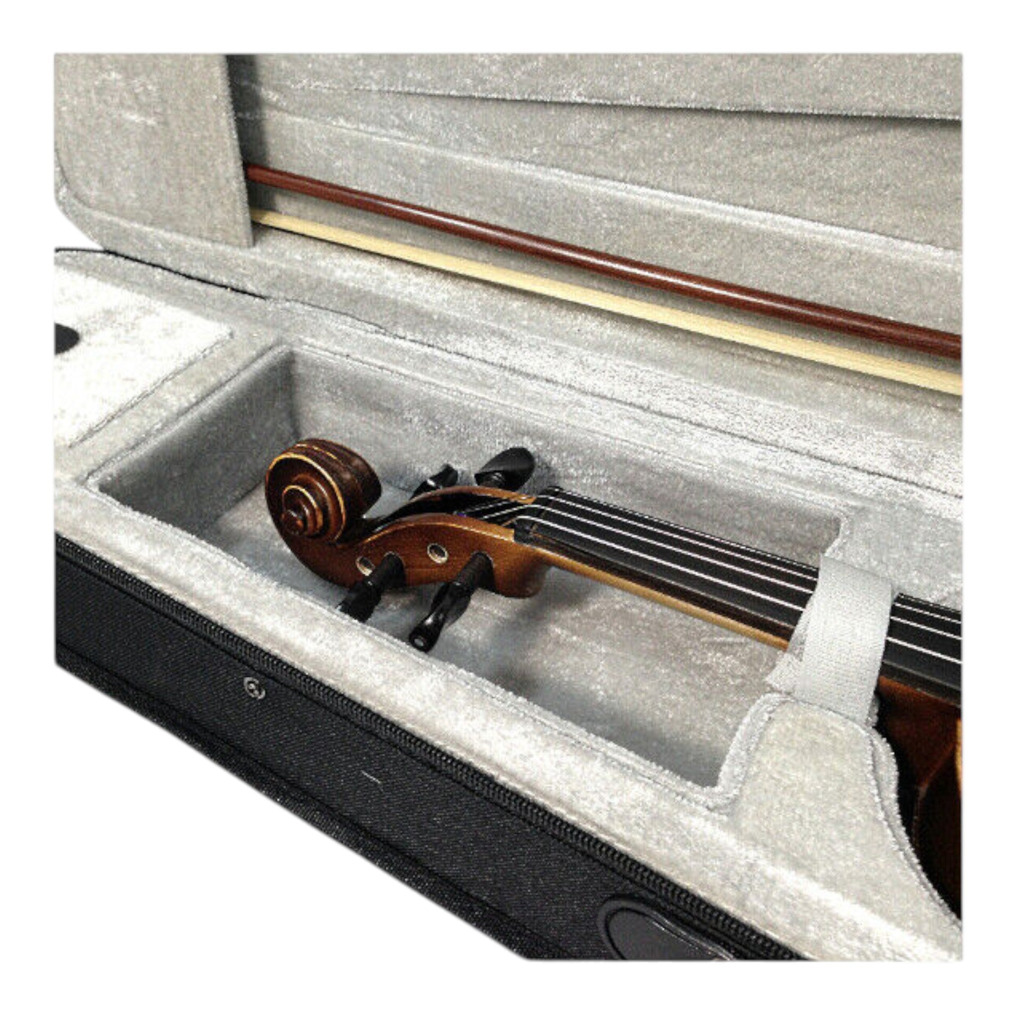 Symphony SJV01B Solid Spruce Top 4/4 to 1/4 Size Violin Outfit in Natural Satin w/ Foam Case, Bow, and Rosin