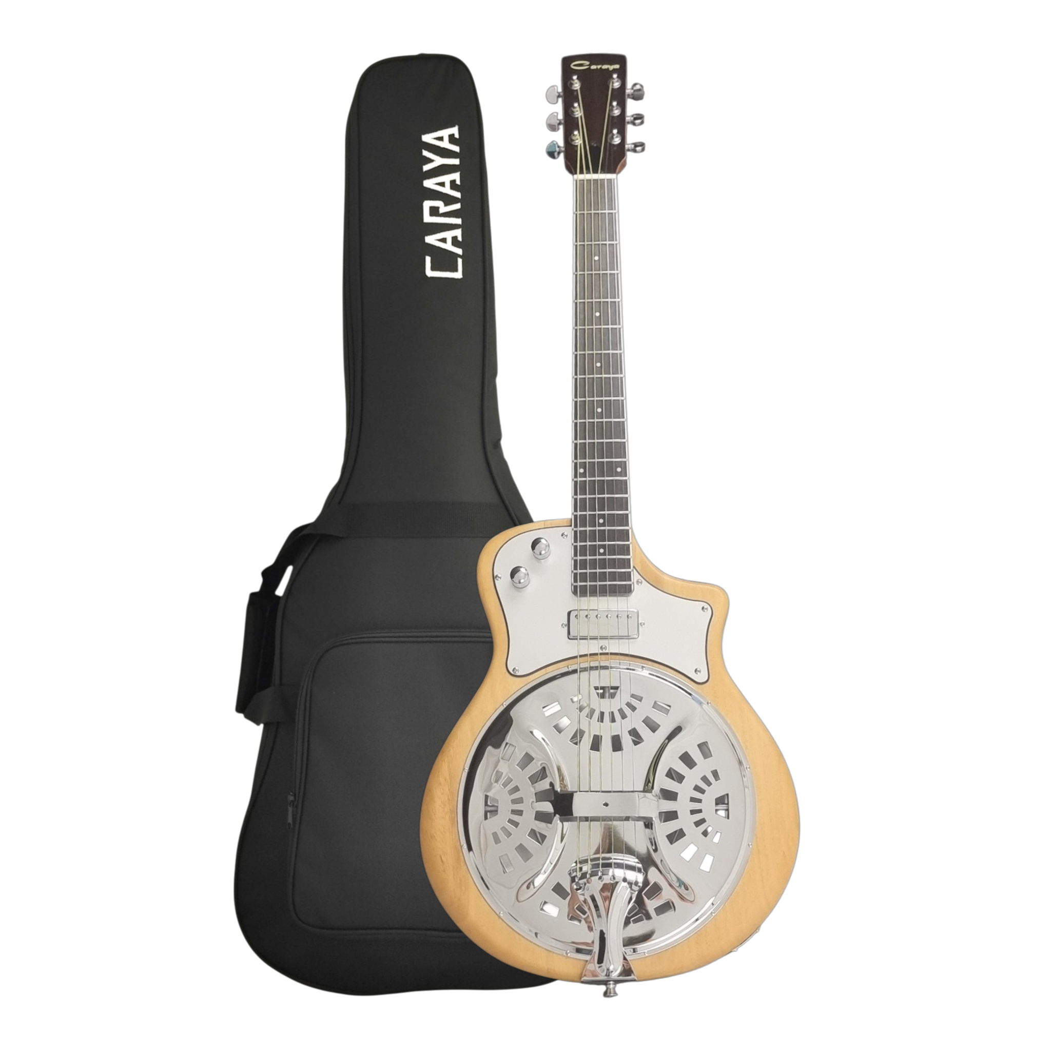 Caraya RE20 Hybrid Resonator Electric-Acoustic Guitar – Paulownia, Satin Natural