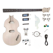VL10DIY Hollow Basswood Body Maple Set-Neck Viola-Style Mini H-H Electric Bass Guitar DIY Kit - Complete No-Soldering w/ White Pearloid & Ebony Trims