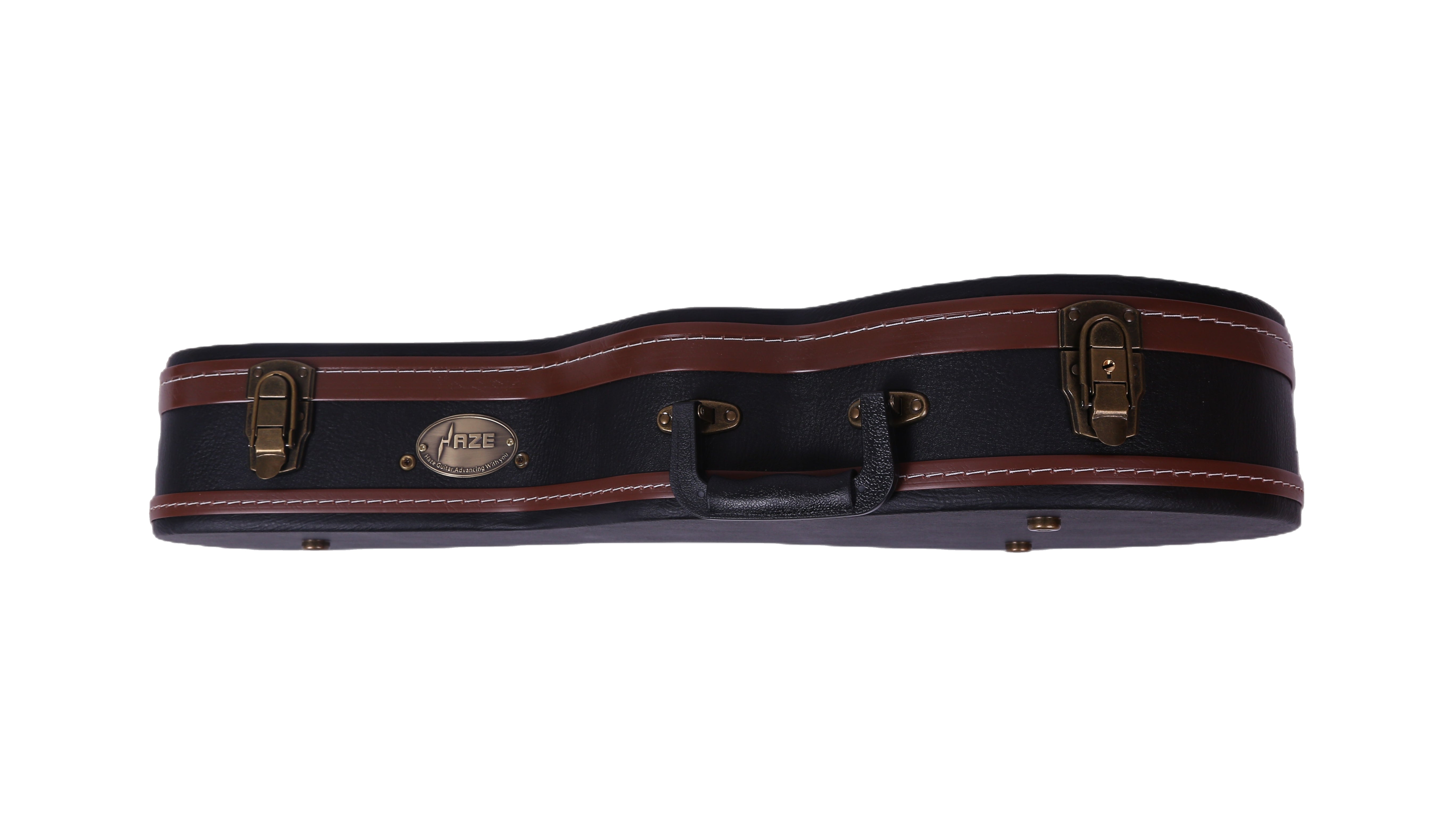 Haze 601MDF F-Style Mandolin Hard Case - Lockable, Black with Brown Binding, HK19601MDF
