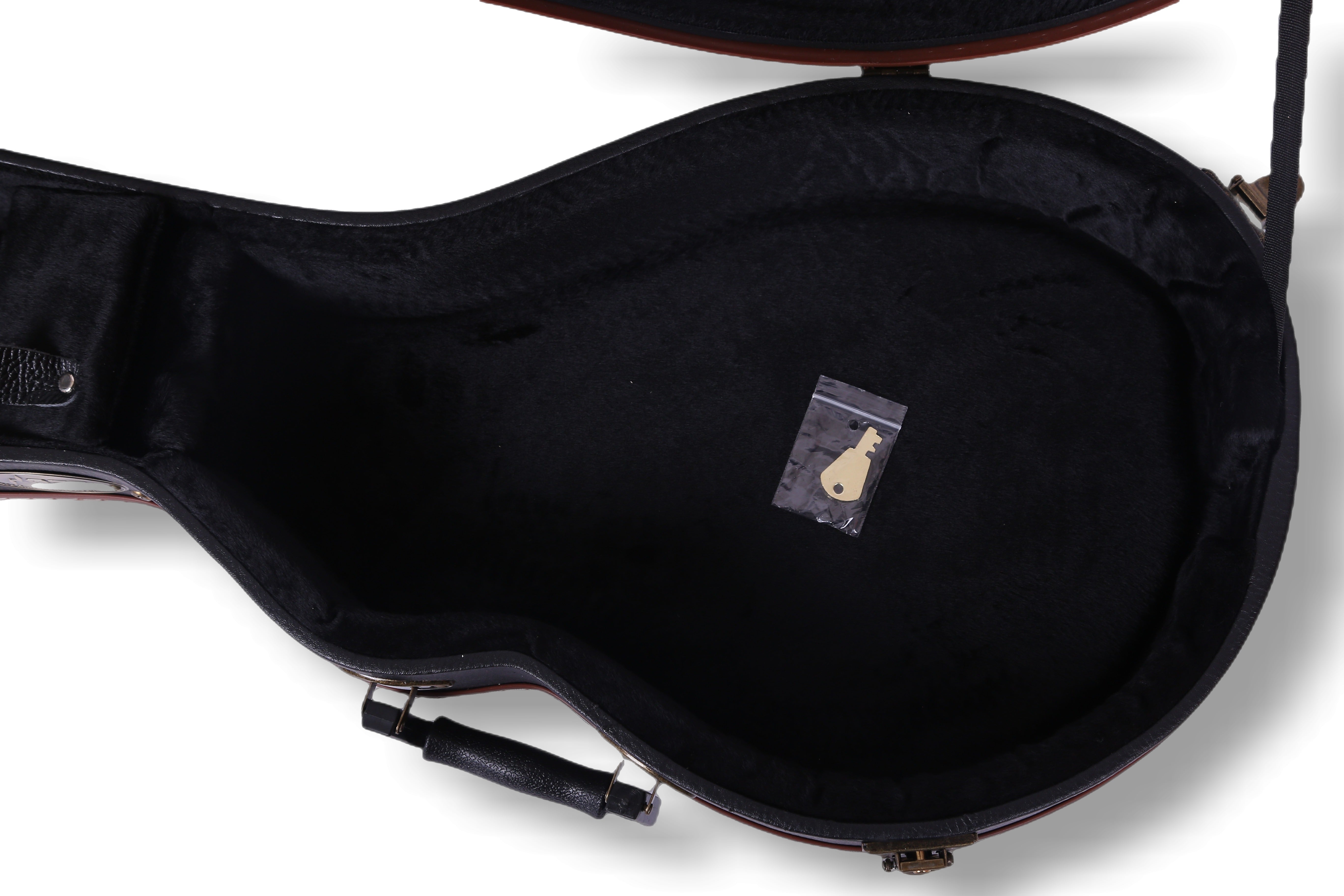 Haze 601MDF F-Style Mandolin Hard Case - Lockable, Black with Brown Binding, HK19601MDF
