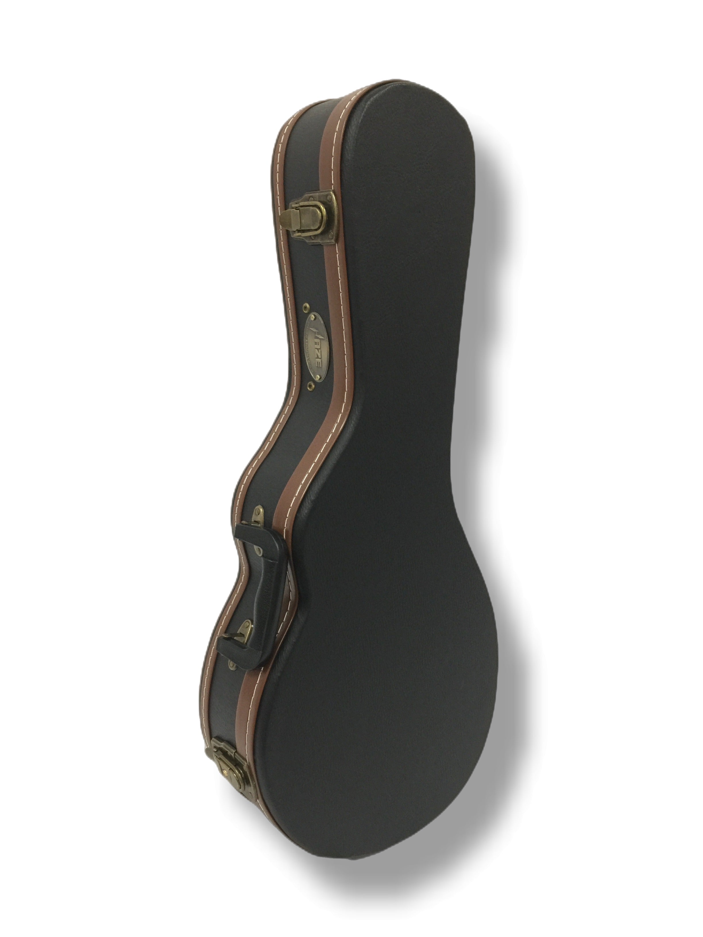 Haze 601MDF F-Style Mandolin Hard Case - Lockable, Black with Brown Binding, HK19601MDF