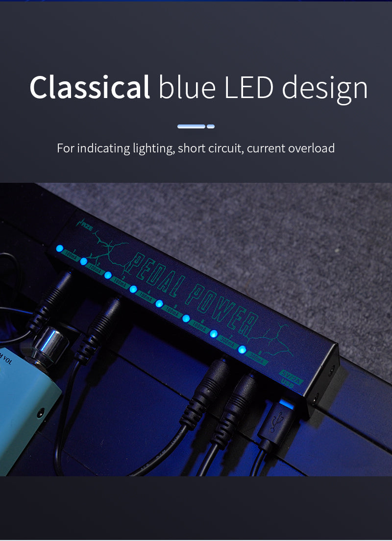 HAZE PP008 Guitar Pedal Power Supply 8 isolated 9V DC outputs with type-C