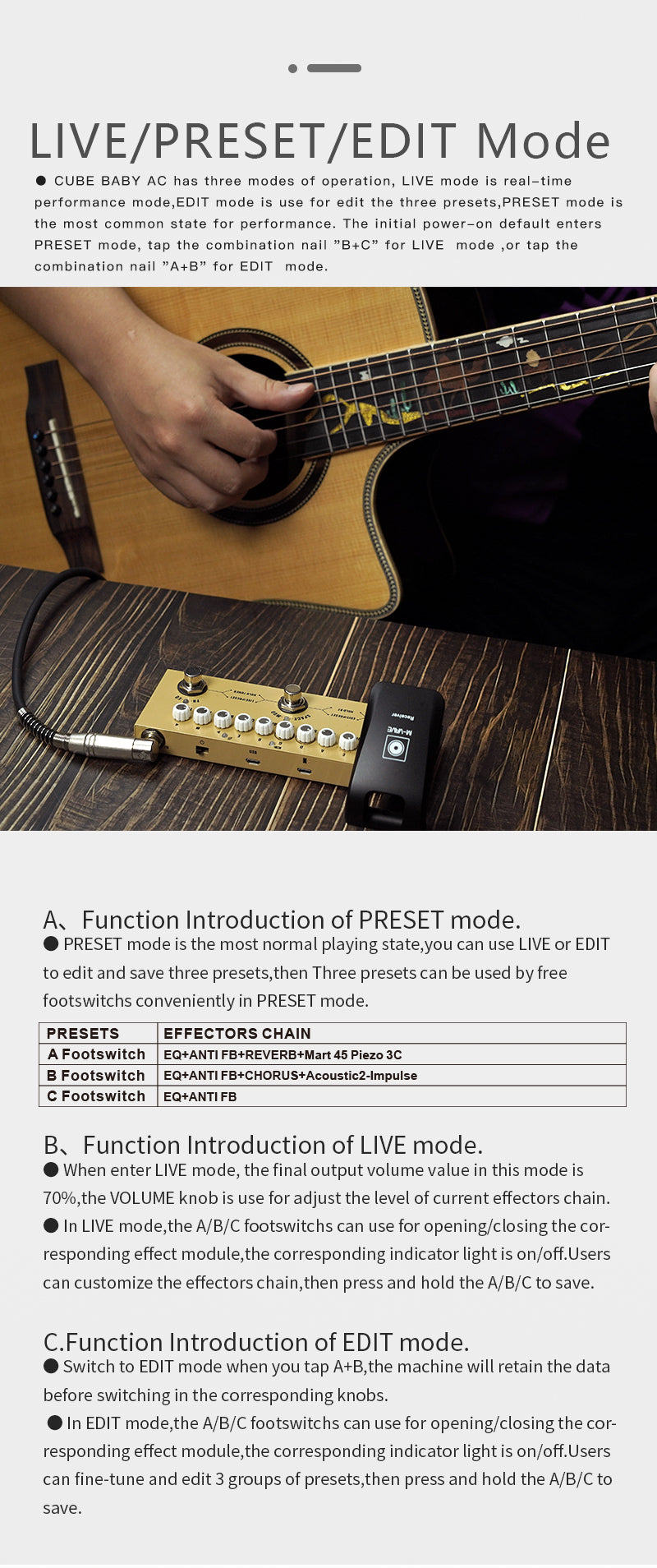 Haze Cube BABY AC Rechargeable Multi Effects Pedal for Acoustic Guitar Recording Audio Interface Function Cuvave Pedal