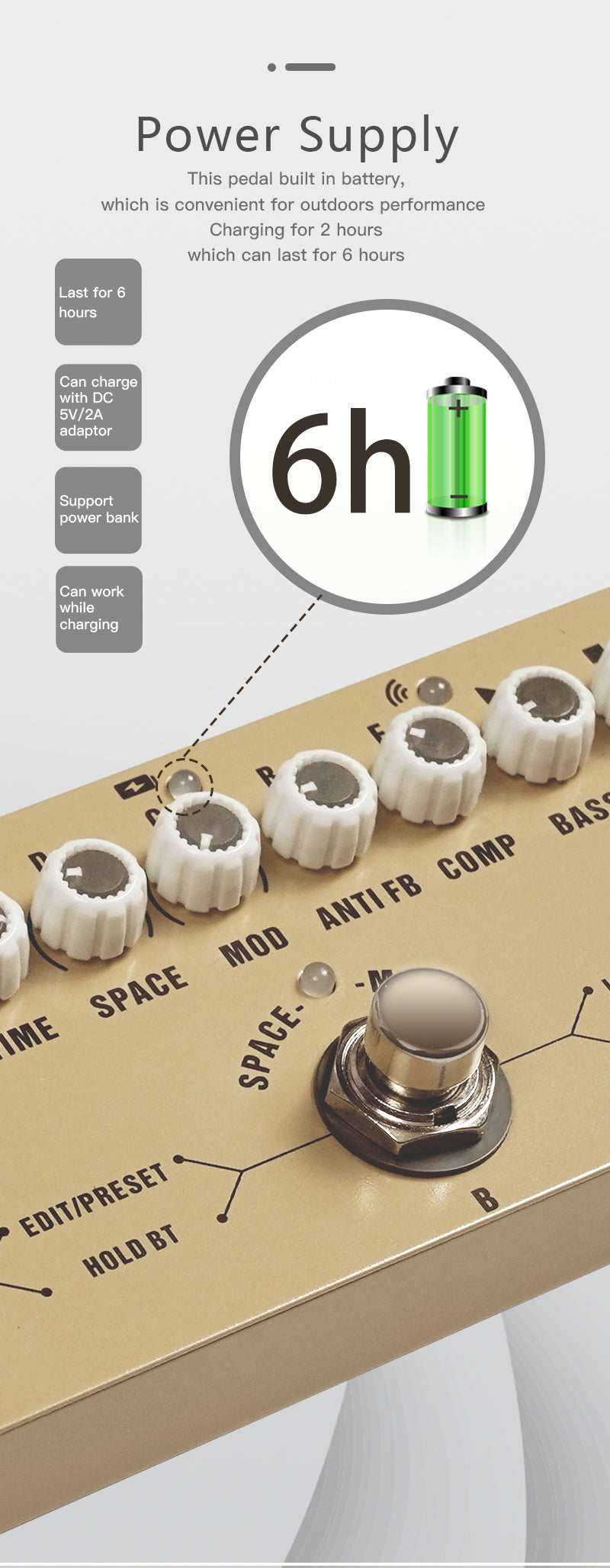 Haze Cube BABY AC Rechargeable Multi Effects Pedal for Acoustic Guitar Recording Audio Interface Function Cuvave Pedal