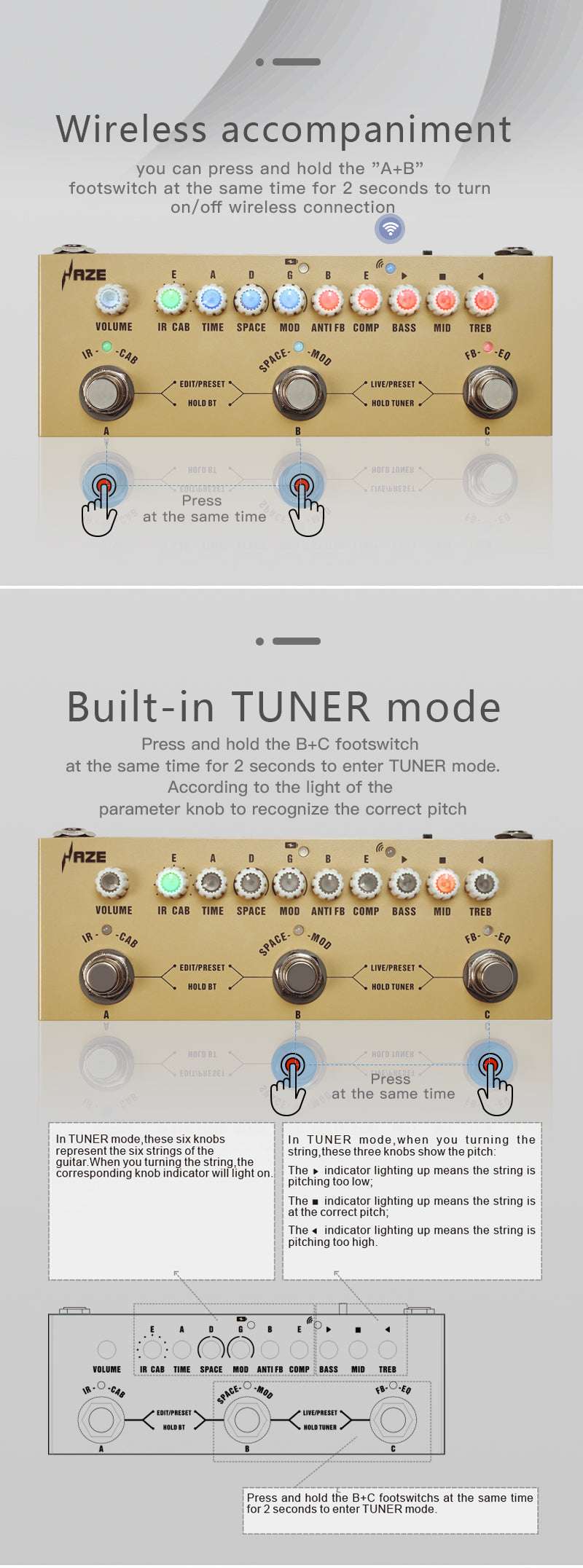 Haze Cube BABY AC Rechargeable Multi Effects Pedal for Acoustic Guitar Recording Audio Interface Function Cuvave Pedal