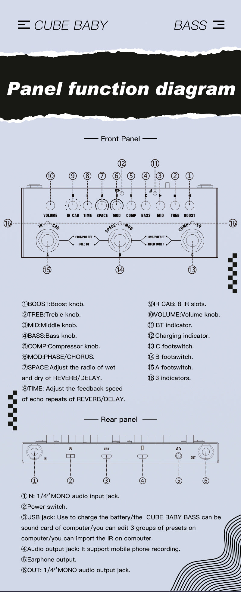 Haze CUBE BABY Portable Multifunctional Bass Guitar Combined Effect Pedal
