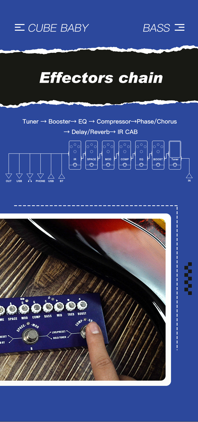 Haze CUBE BABY Portable Multifunctional Bass Guitar Combined Effect Pedal