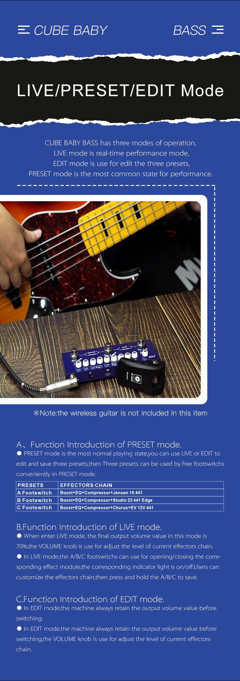 Haze CUBE BABY Portable Multifunctional Bass Guitar Combined Effect Pedal