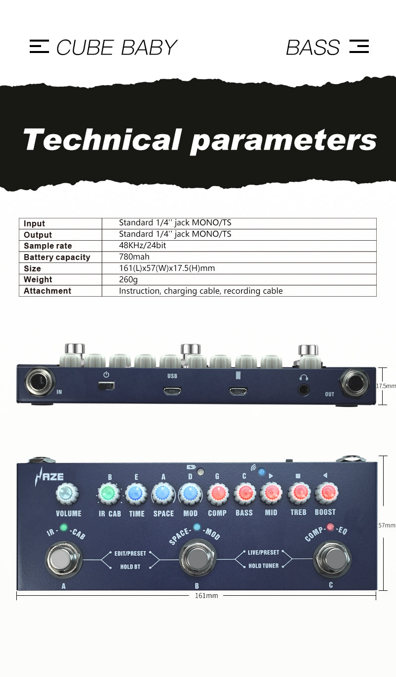 Haze CUBE BABY Portable Multifunctional Bass Guitar Combined Effect Pedal