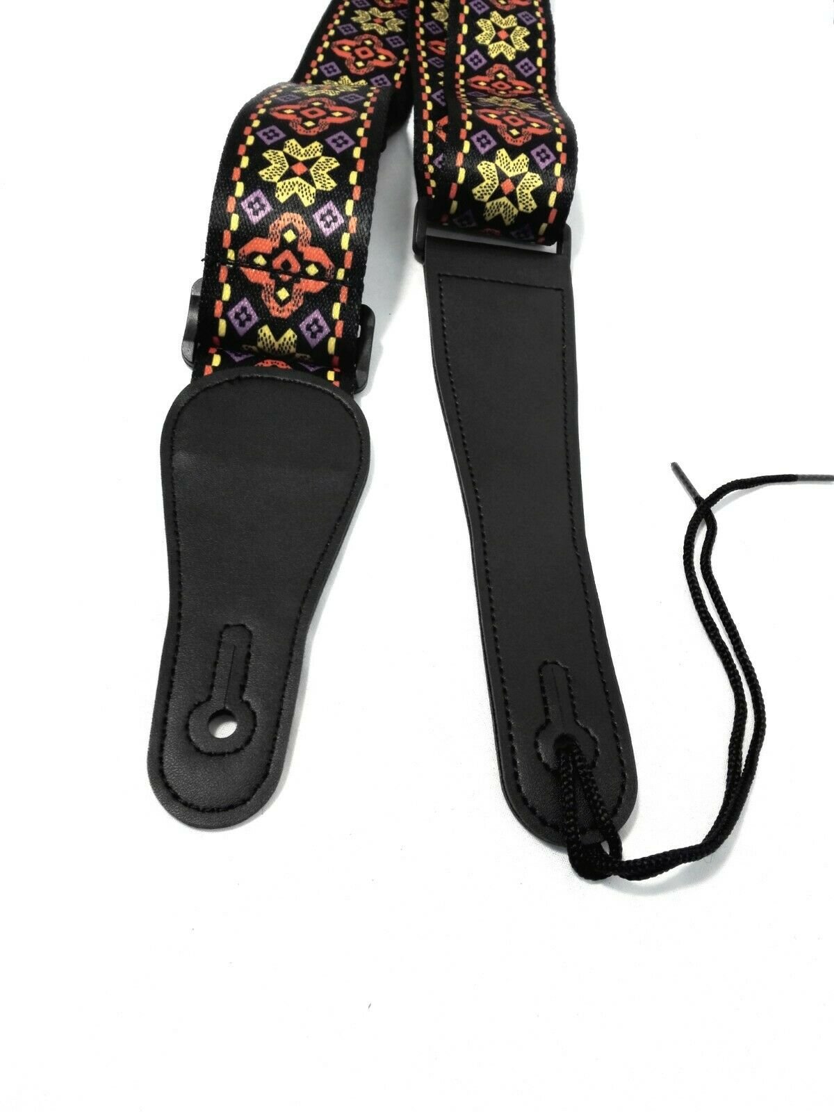 Long PU Leather End Guitar Strap,Length Adjustable 103~170cm. "Flowers", GSFLOWR