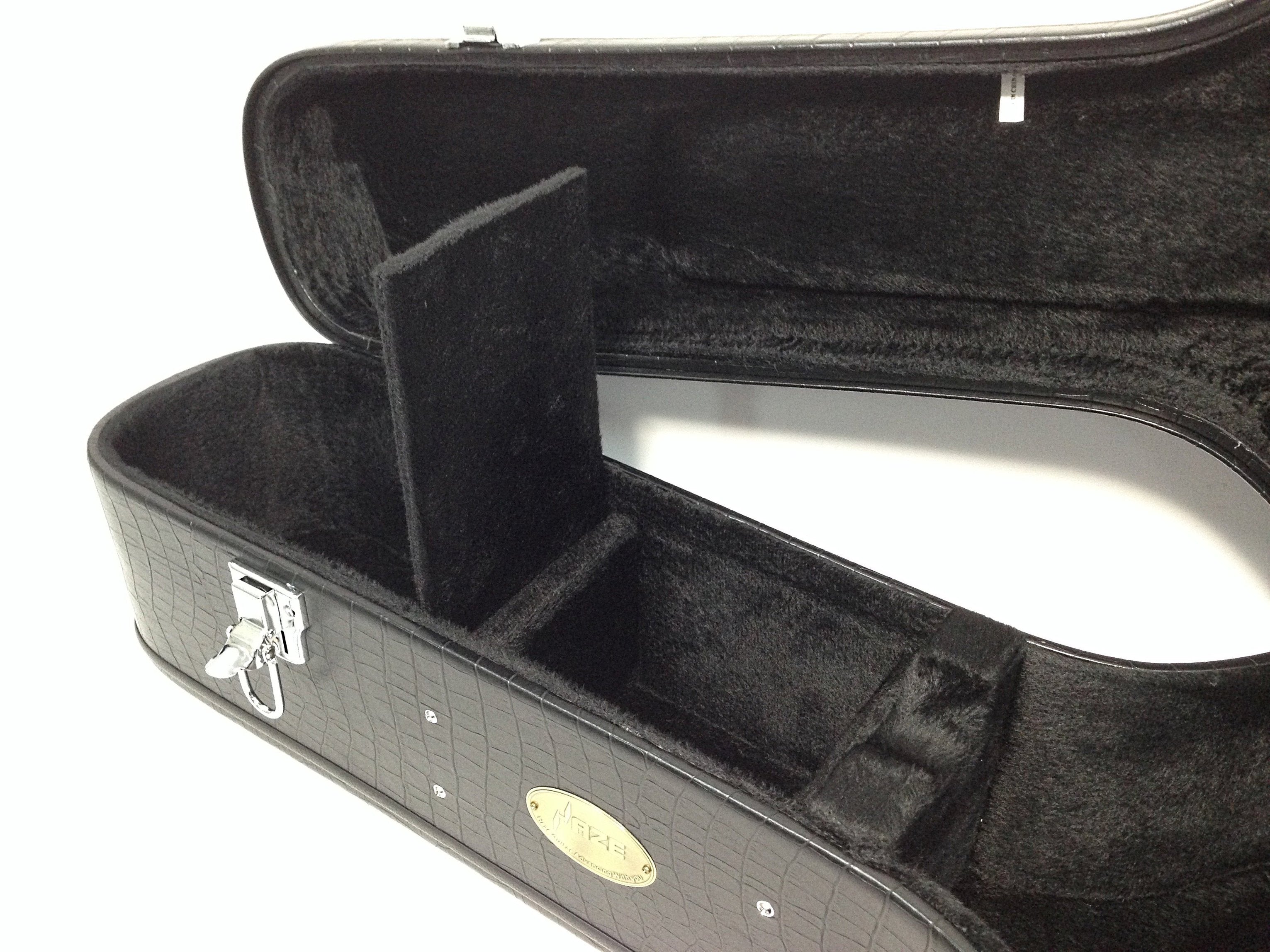 Haze 20DBK Dreadnought Acoustic Hard Case - Lockable, Black Croc Print
