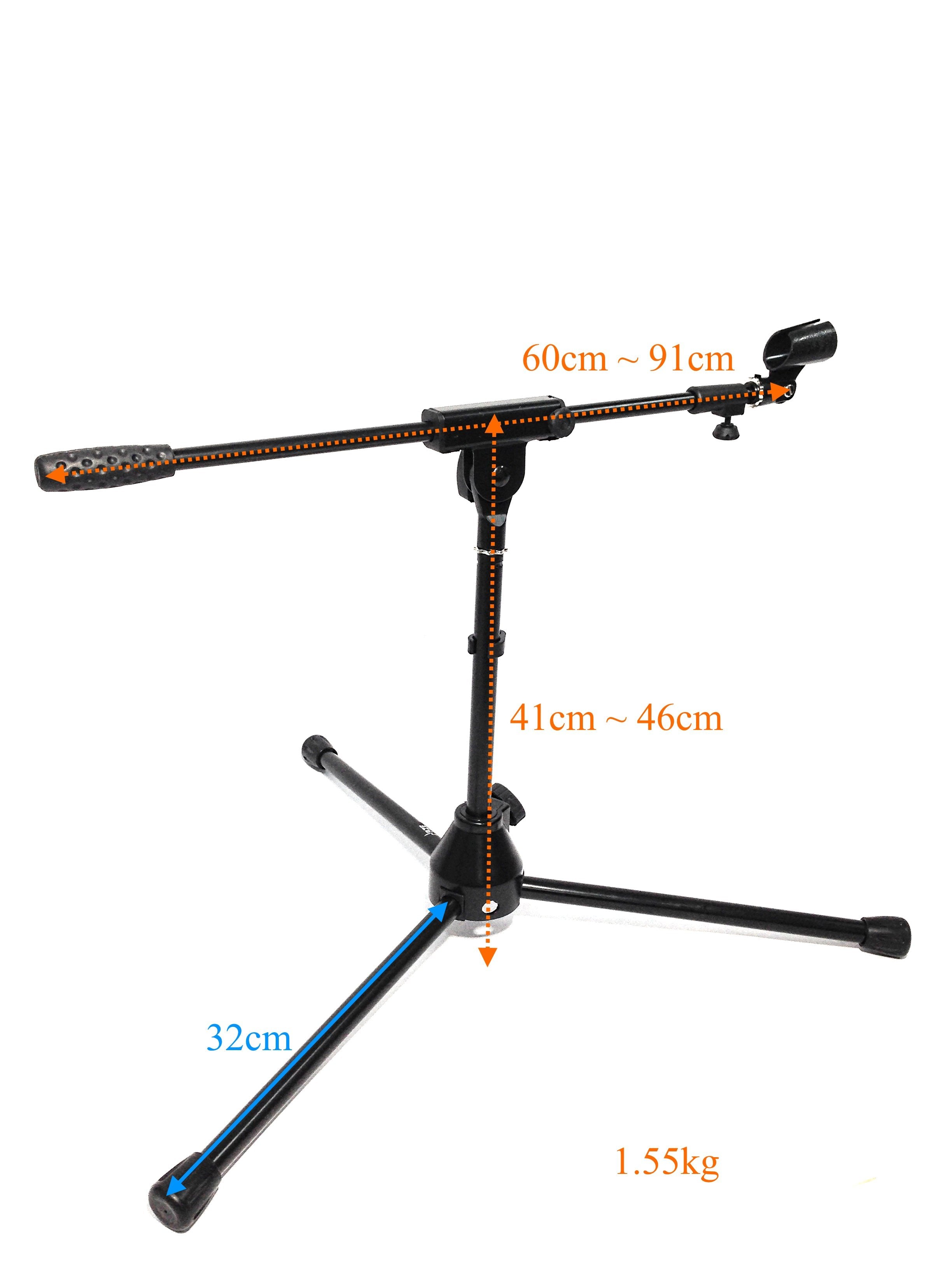 Haze MS010 Small Black Microphone Stand With Short Telescopic Boom