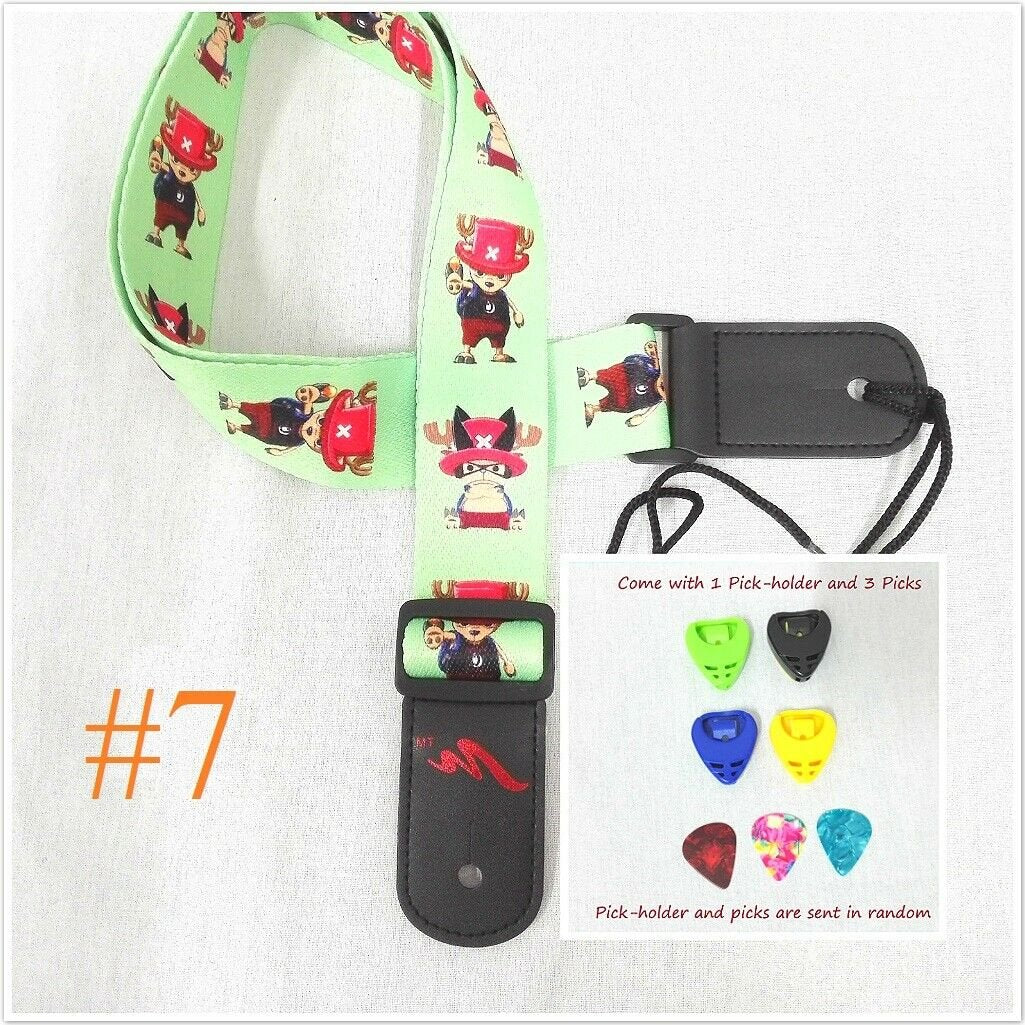 Ukulele Shoulder Strap, Multi-Pattern, Length Adjustable+3 Picks & 1 Pick-Holder, UKSTRP02