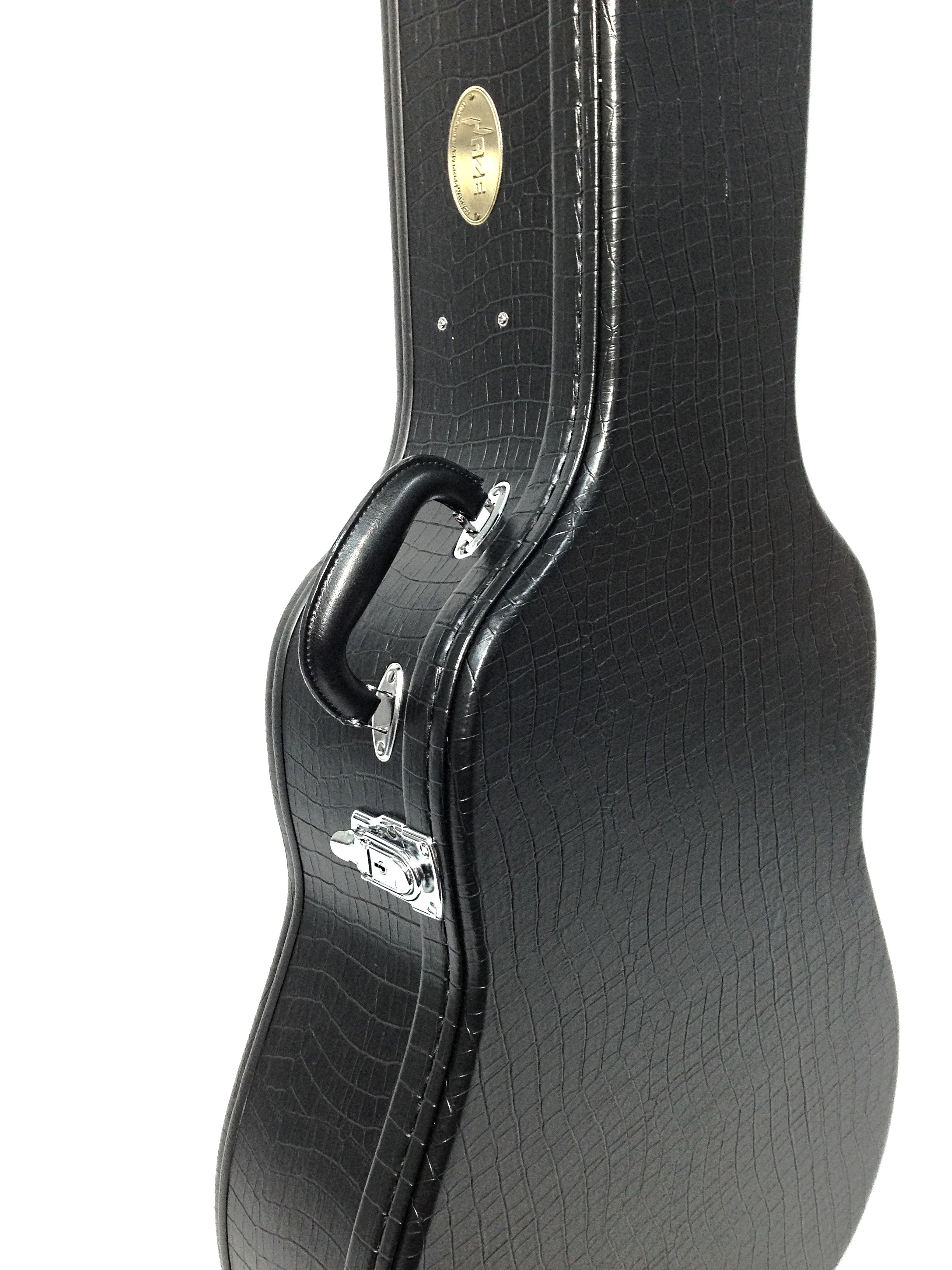 Haze 20DBK Dreadnought Acoustic Hard Case - Lockable, Black Croc Print