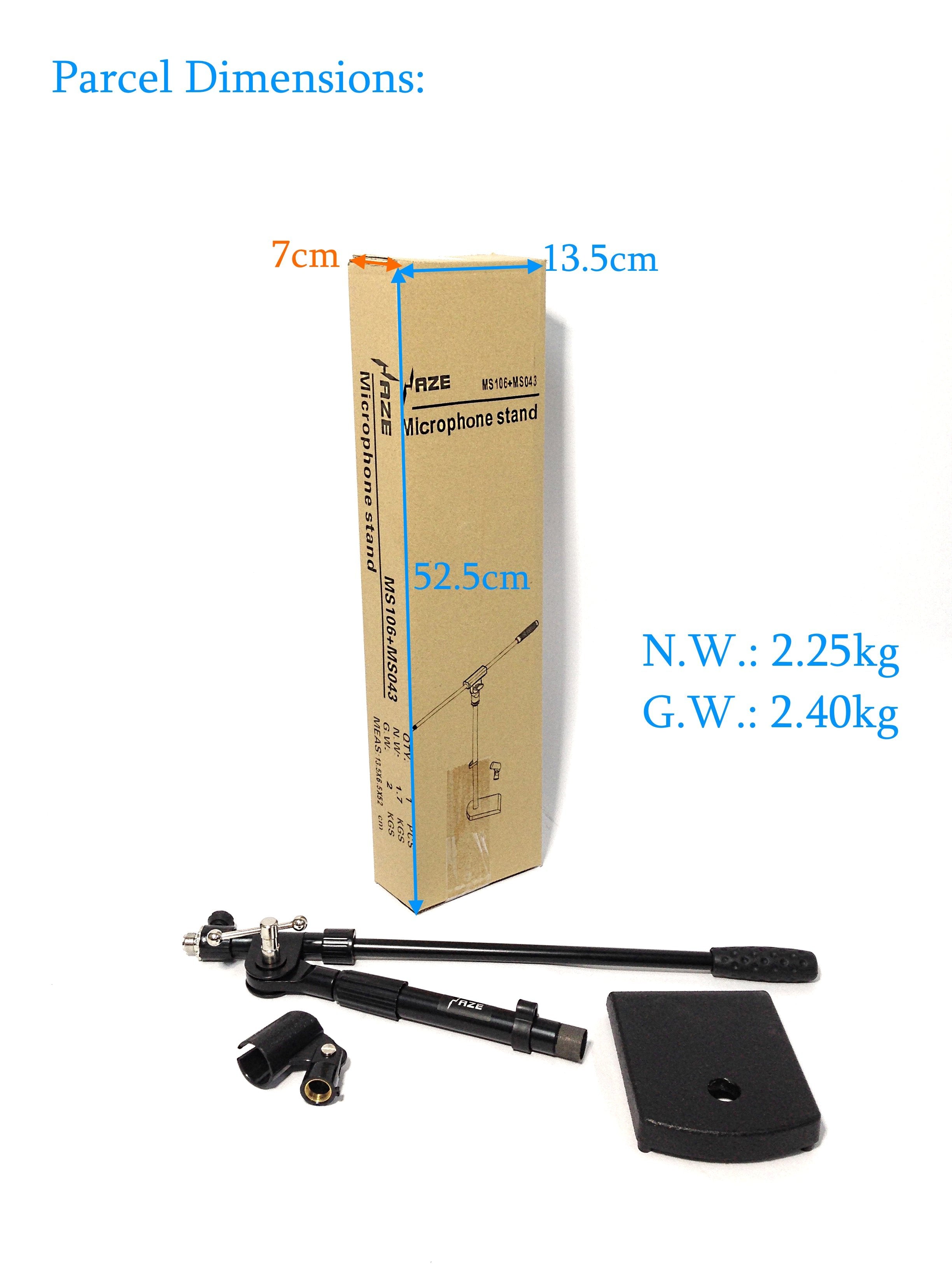 Haze MS106+MS043 Tabletop Black Microphone Stand With Short Telescopic Boom