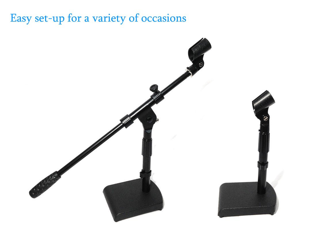 Haze MS106+MS043 Tabletop Black Microphone Stand With Short Telescopic Boom