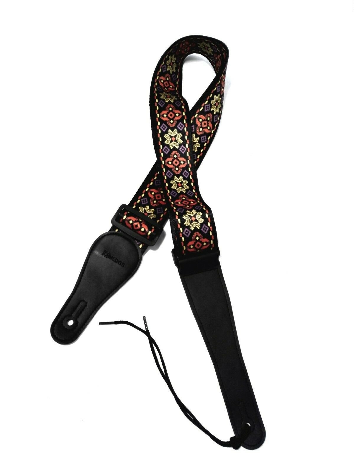 Long PU Leather End Guitar Strap,Length Adjustable 103~170cm. "Flowers", GSFLOWR