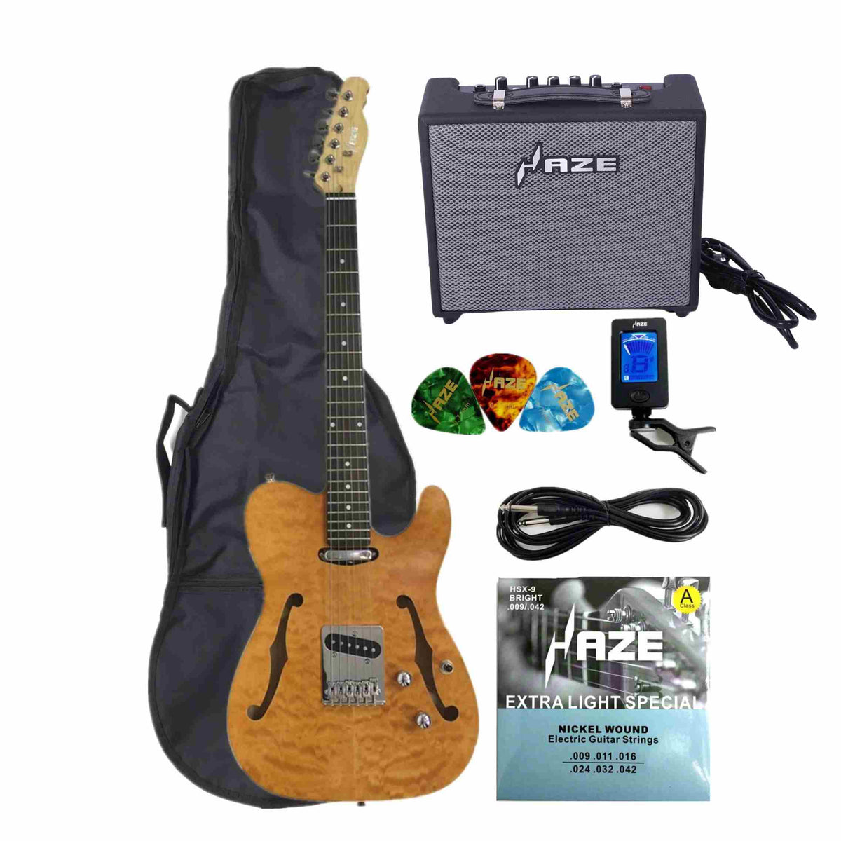 Pre-Order ETA Late Oct 2026 | Haze HSTL19012FHQN Electric Guitar, 10W Amp, Accessories Pack