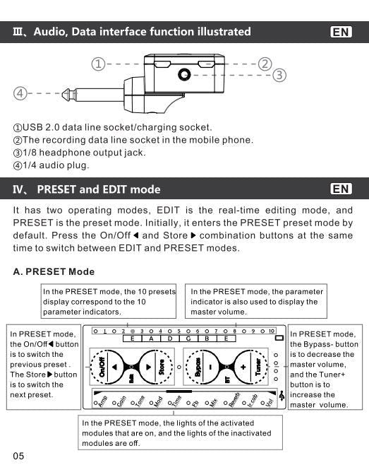 Cuvave H8 Portable Electric Guitar Headphone Amplifier Built-in Delay Tuner Phaser Reverb Effect IR Cabinet Guitar Plug