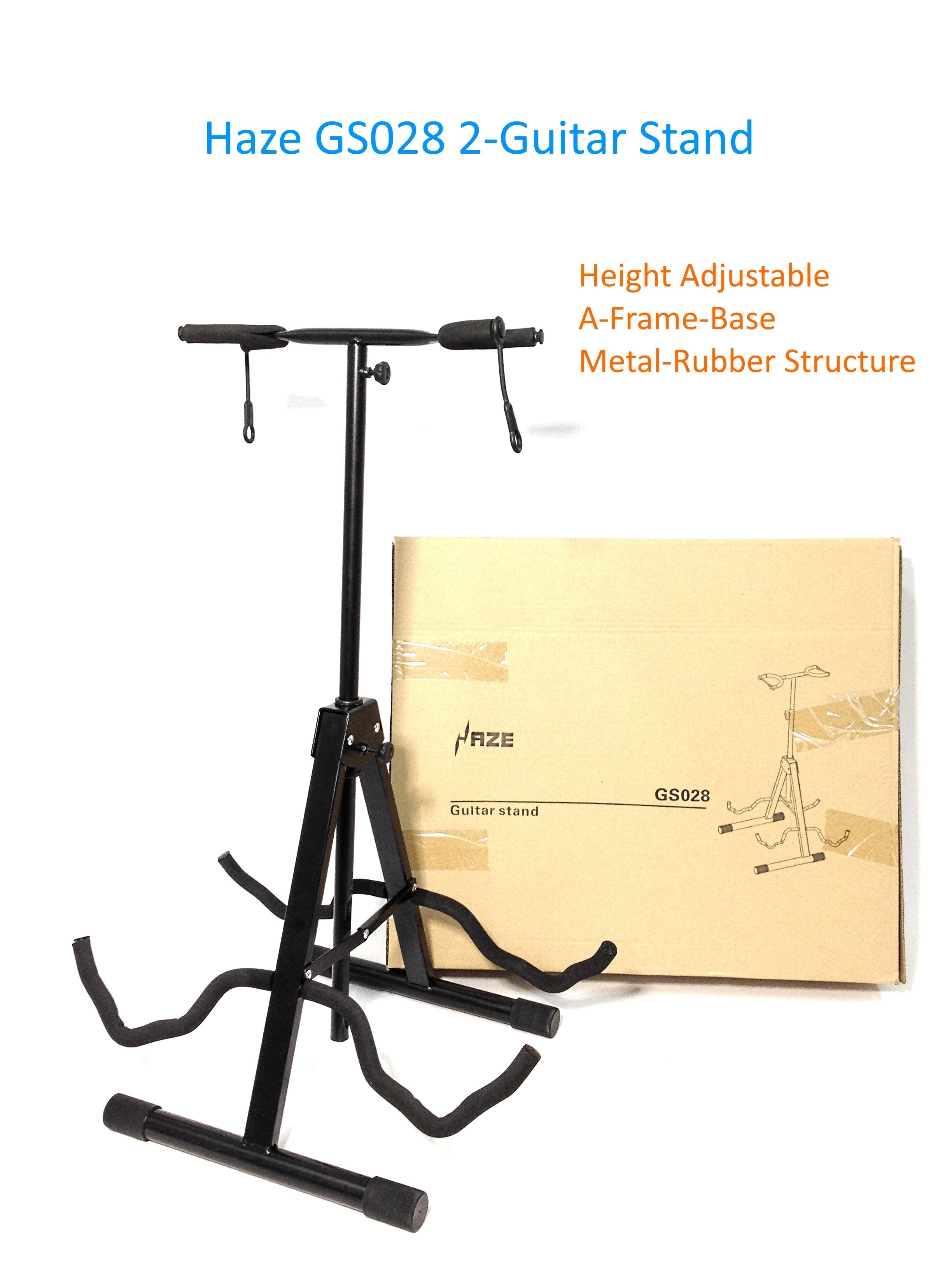Haze GS028 Metal-Rubber A-Frame Base 2-Guitar Stand