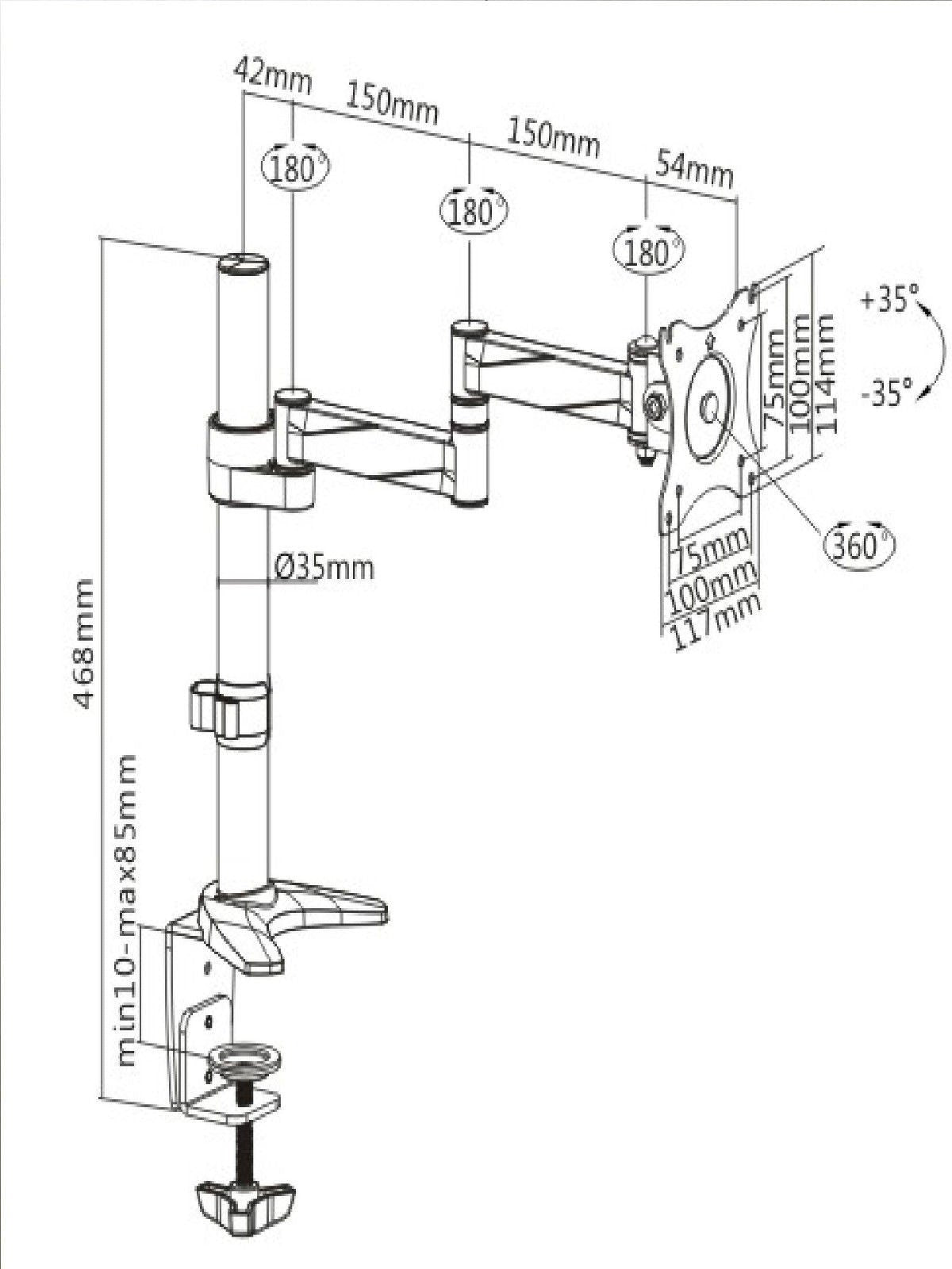 Elegant Aluminum LCD VESA Desk Mounts For most 13"-27" LCD monitors LDT11C012