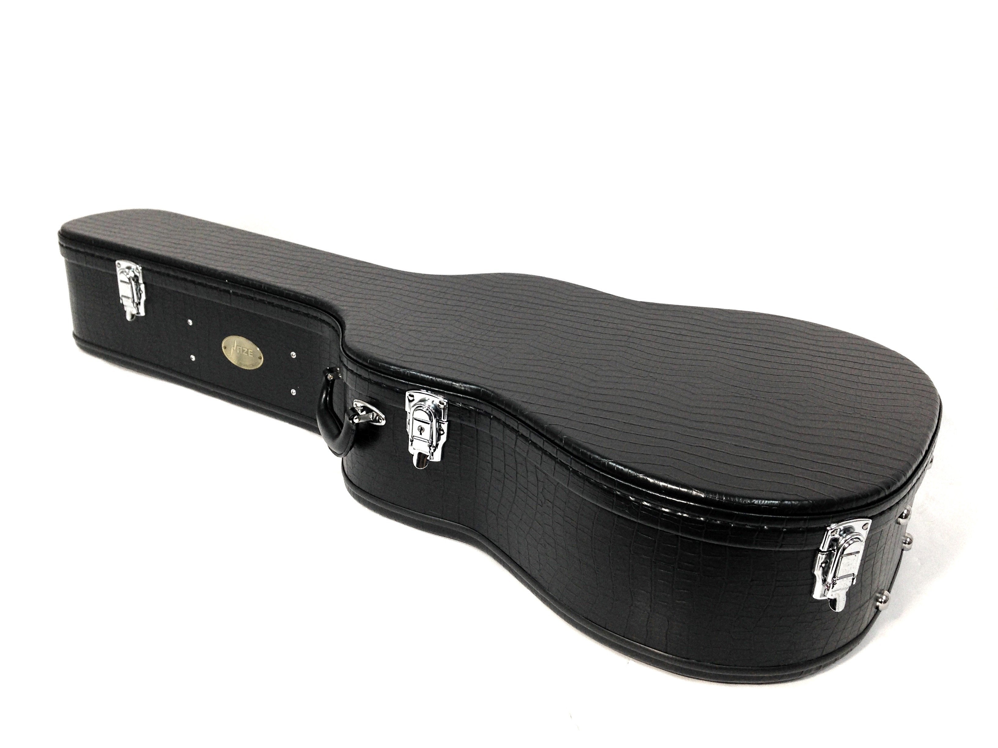 Haze 20DBK Dreadnought Acoustic Hard Case - Lockable, Black Croc Print