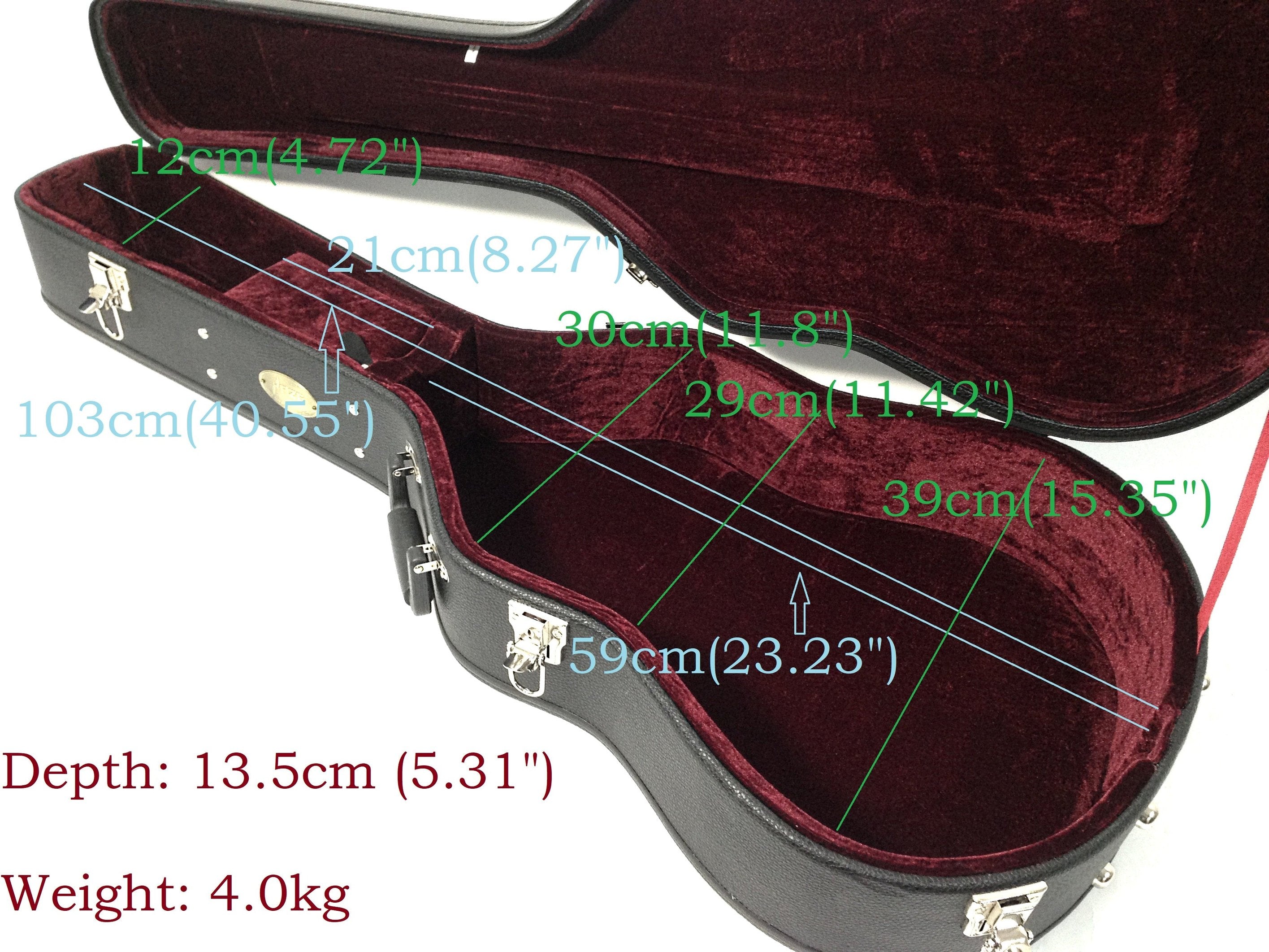 Haze 20CA Classical Guitar Hard Case - Lockable, Black