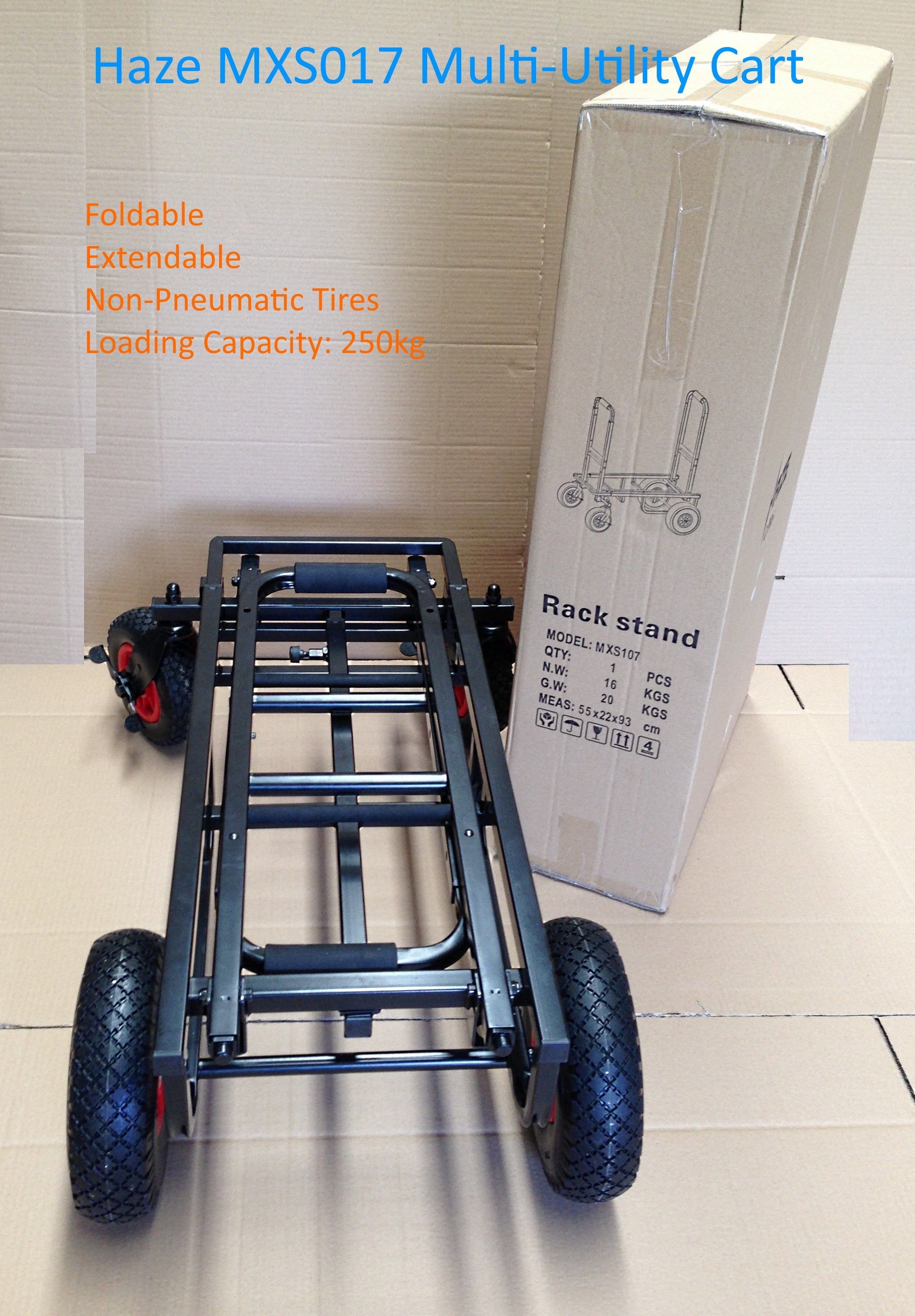 Haze All-Terrain Folding Multi-Utility Cart MXS017 with 72-120cm Extension & 250kg Load Capacity