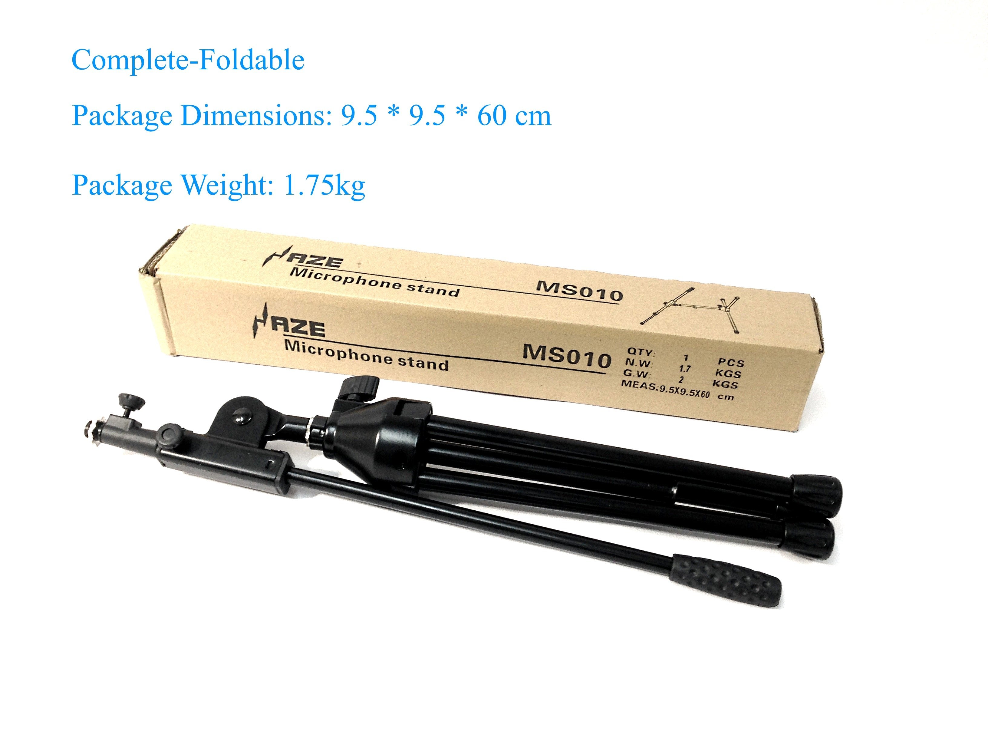 Haze MS010 Small Black Microphone Stand With Short Telescopic Boom