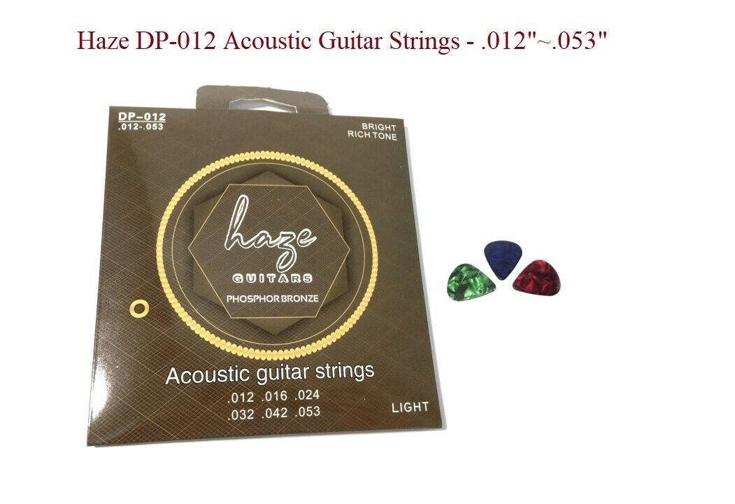 Haze DP012 Acoustic Guitar Strings - Light + 3 Picks