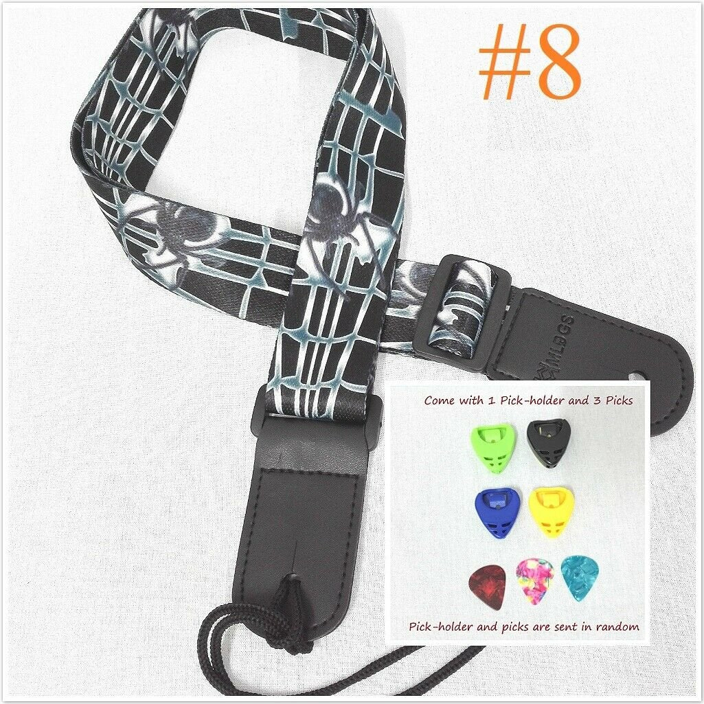 Ukulele Shoulder Strap, Multi-Pattern, Length Adjustable+3 Picks & 1 Pick-Holder, UKSTRP02
